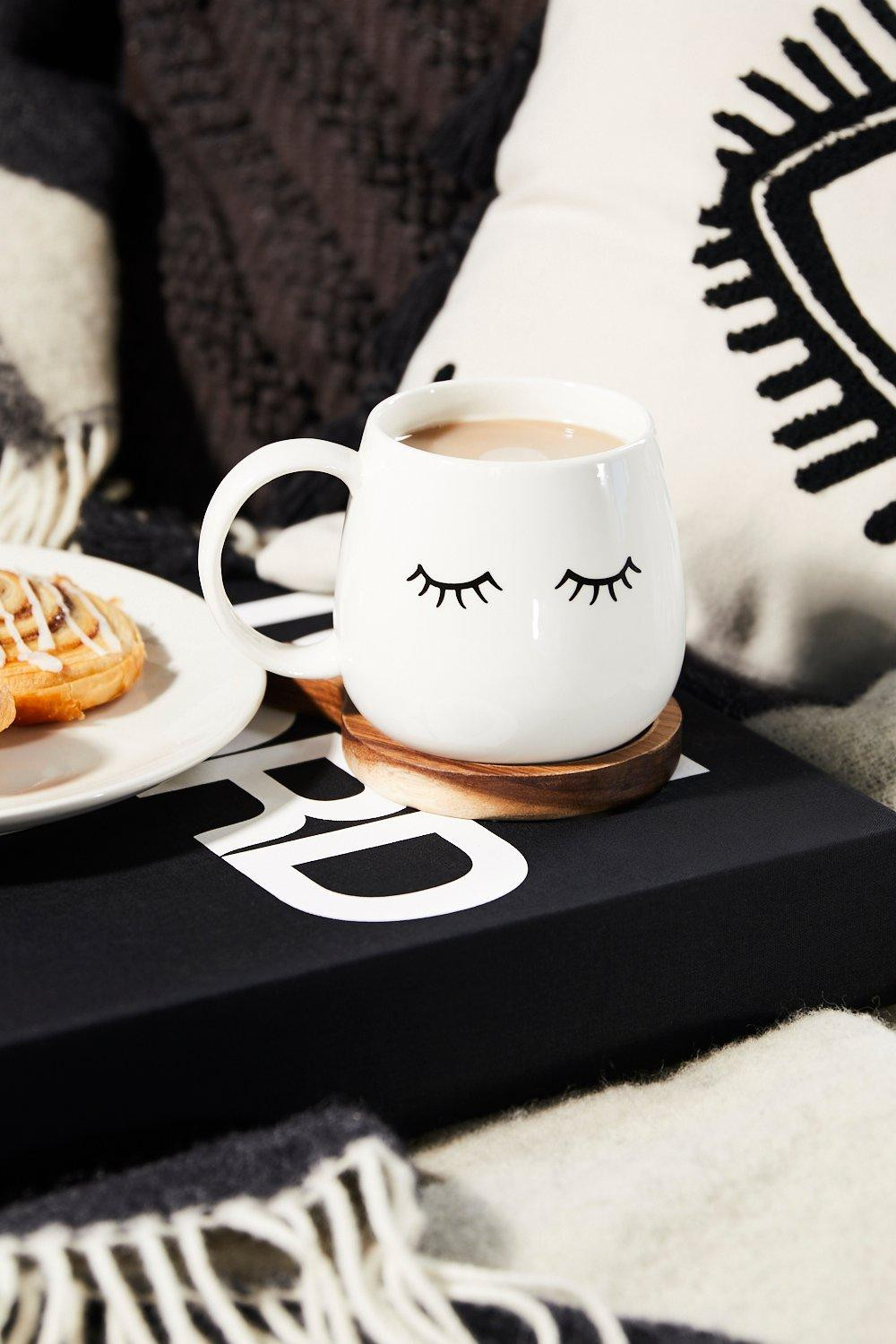 Womens Eyes Shut Mug - White - One Size | Boohoo.com (US & CA)