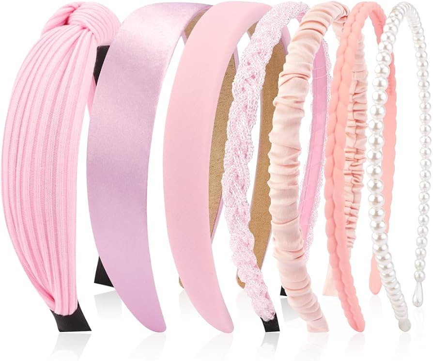 AHONEY 7 Pack Pink Headbands for Girls Women Headbands Trendy Non Slip Hairbands Cute Hair Access... | Amazon (US)