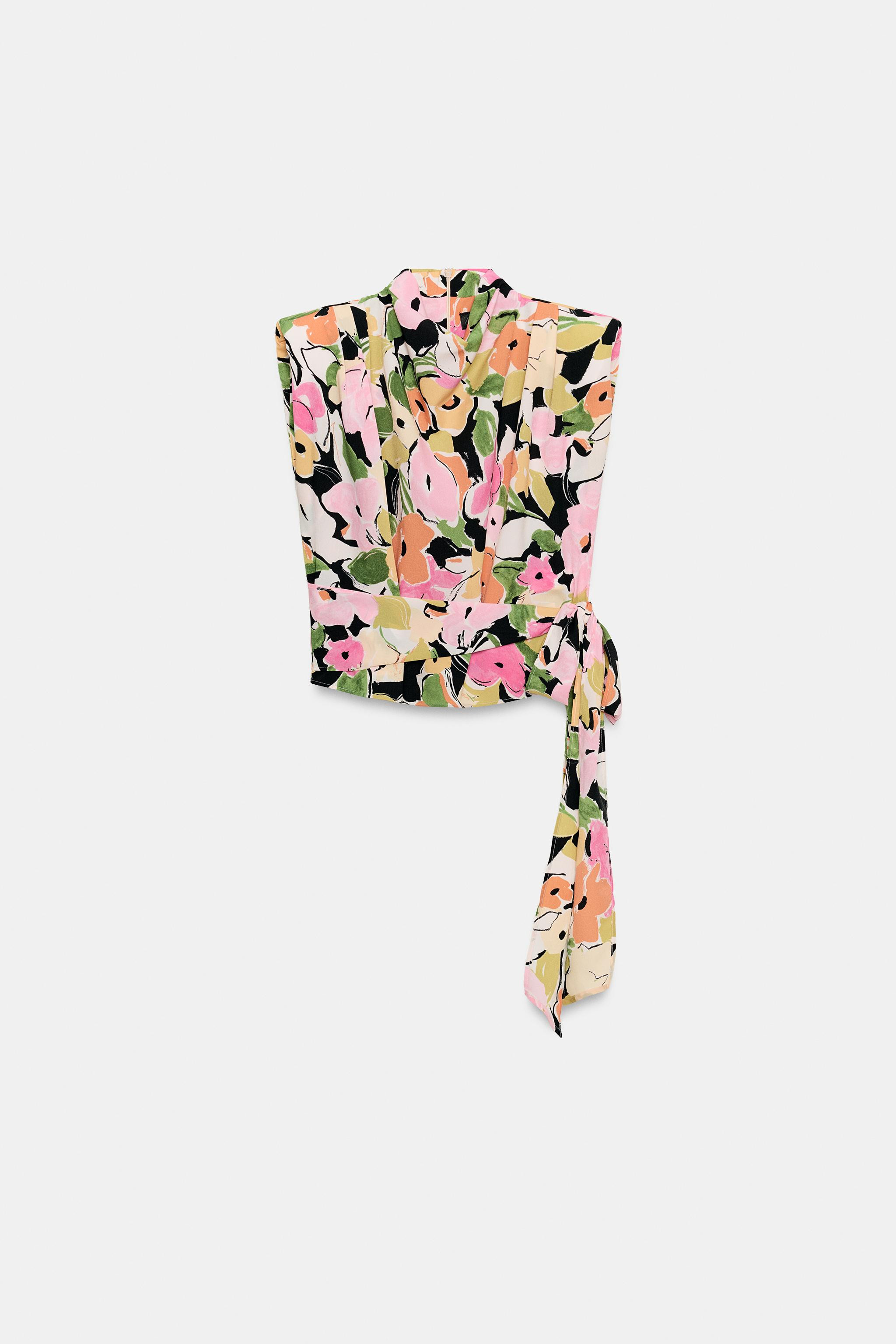 TOP STAMPATO FLOREALE SPALLINE CINTURA | Zara IT
