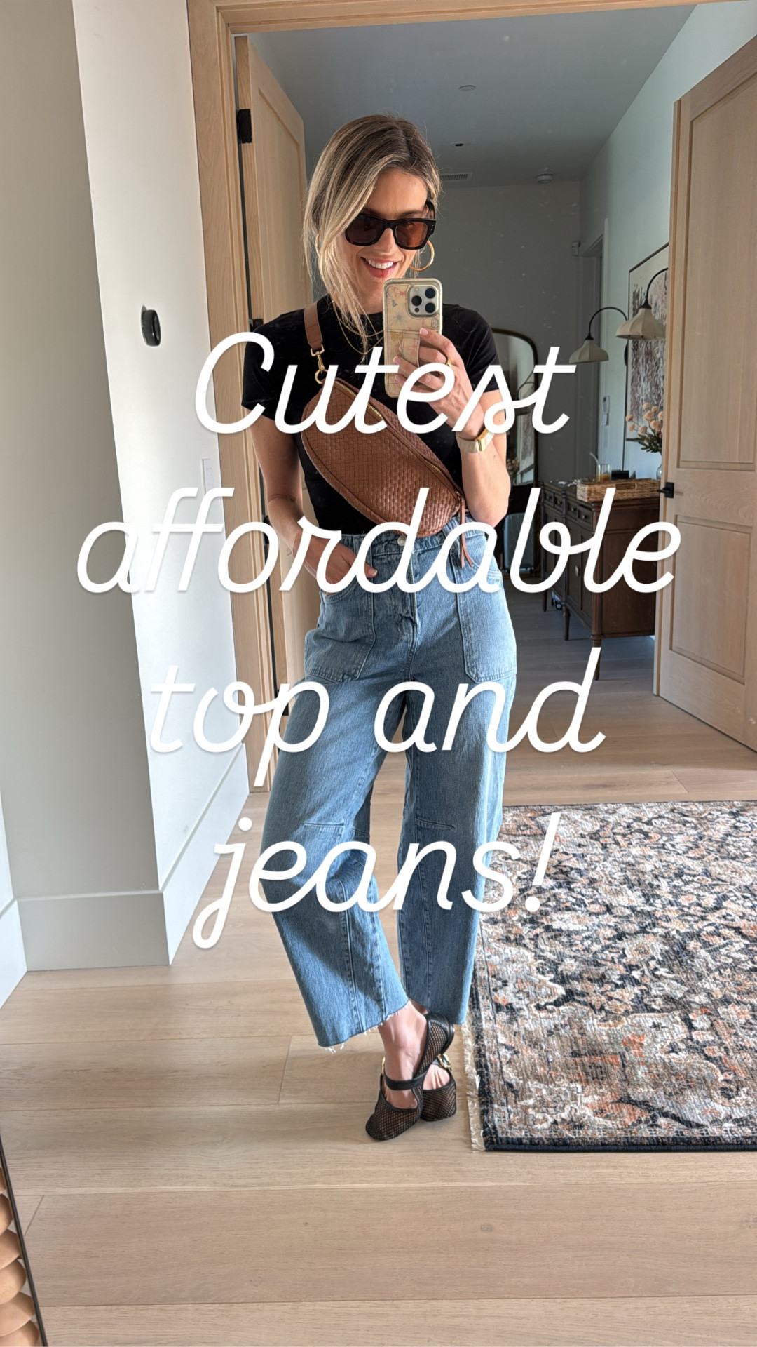 This baby doll T-shirt is what I wear pretty much every single week. I have it in black and white. Read the reviews. I’m wearing a size small which is my normal size. And then these $28 jeans by free assembly are amazing! The cut is so good. And they’re super high waisted so there’s really flattering! I feel young and cool when I’m wearing them even though I’m 41. Ha! Both are from @Walmart and super affordable. 

I will also link my @Quince sunglasses that are truly oversized. I have a really big face and head so oversized sunglasses don’t always look oversized on me. These do! my Crossbody bag is also quince. ￼

#LTKgrwm #LTKmomlife #LTKOver40