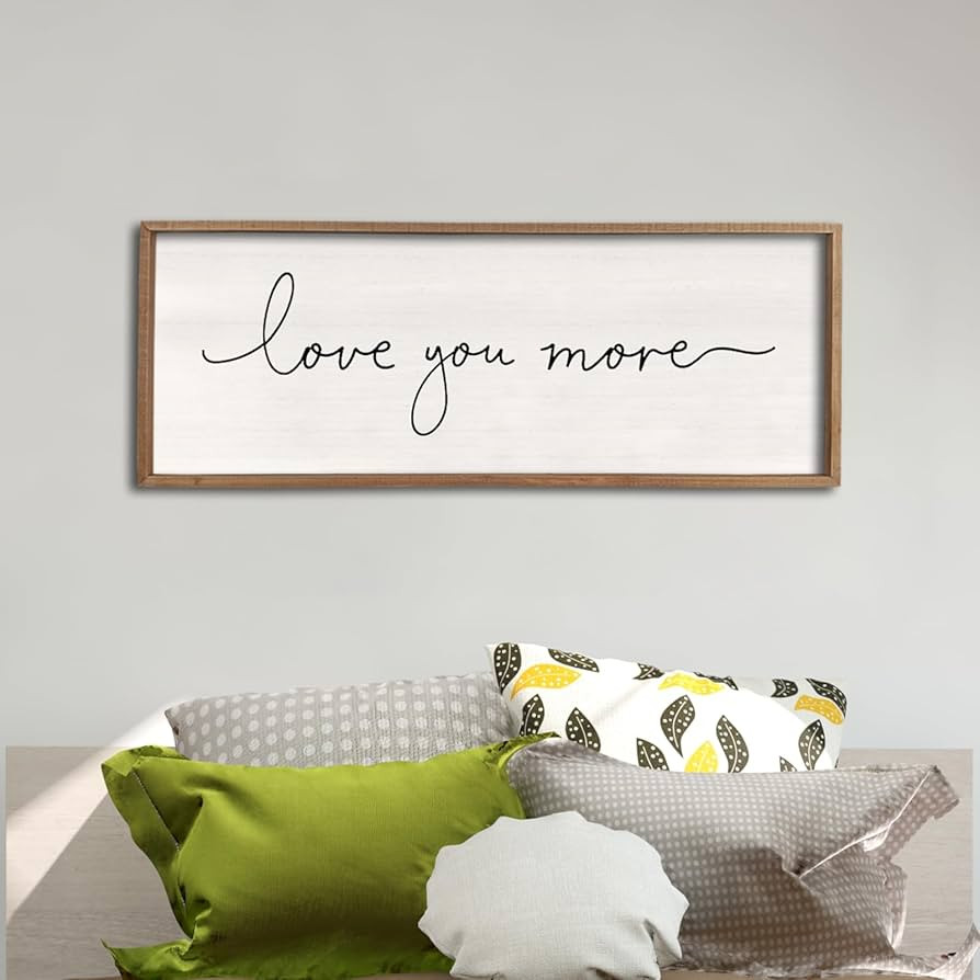 Love You More Sign 32''×12'' Master Bedroom Above Over Bed Wall Decor Modern Farmhouse Large Vin... | Amazon (US)