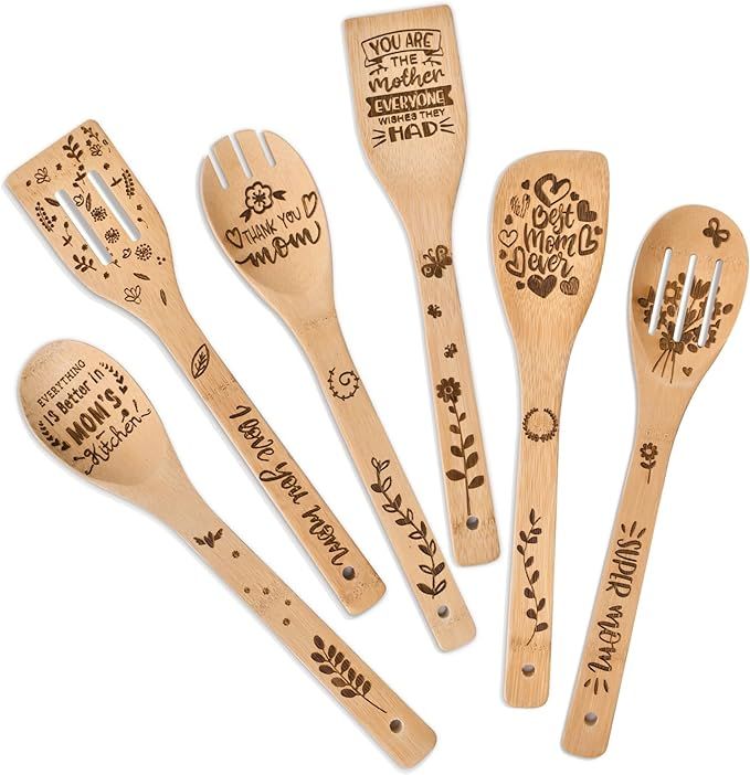 Mothers Day Mom Gifts for Mom Grandma Wife from Husband Daughter Son -Wooden Cooking Spoons Set -... | Amazon (US)