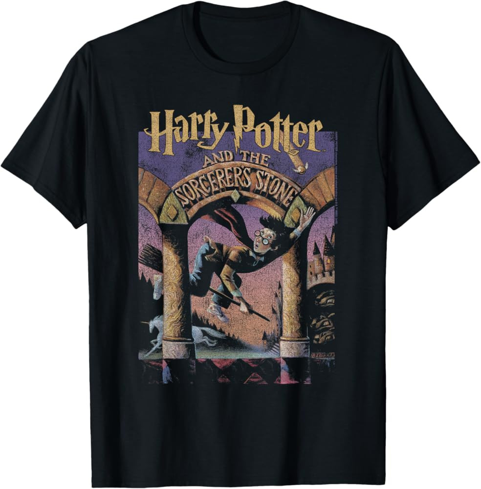 Harry Potter The Sorcerer's Stone Book Cover T-Shirt | Amazon (US)