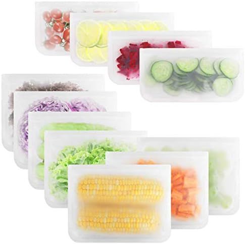 11 PCS Reusable Food Storage Bags,Freezer Bags,Reusable Ziplock Bags (Include Brush) | Amazon (UK)