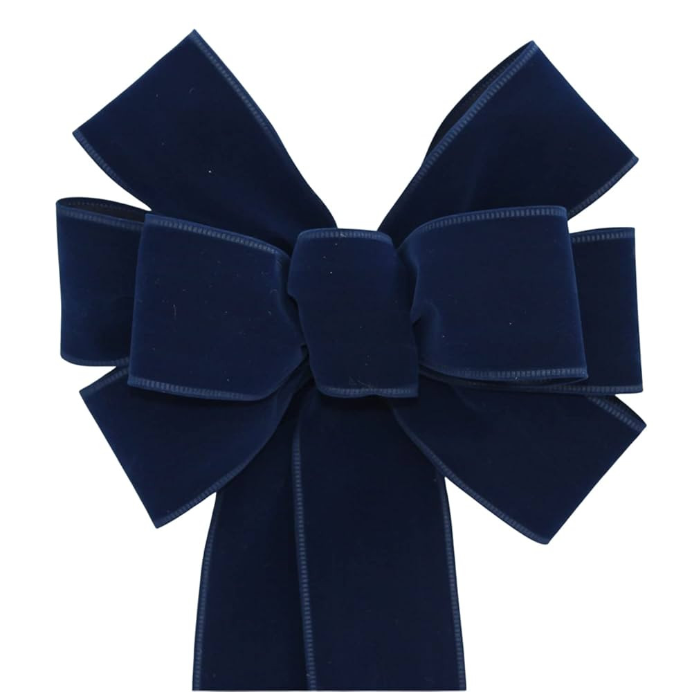 Navy Blue Velvet Handcrafted Christmas Wreath Bow (8 inch bow) | Amazon (US)
