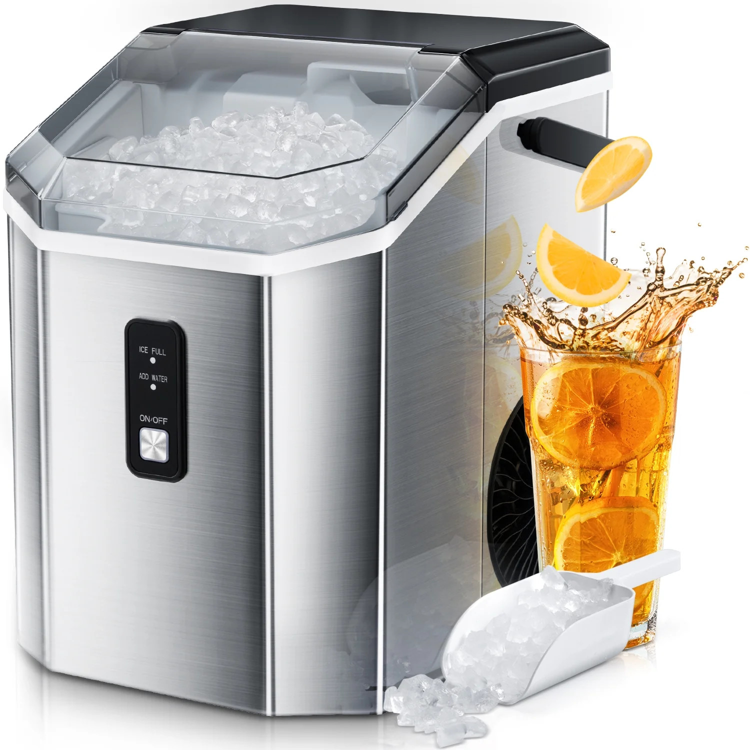 KISSAIR Nugget Ice Maker Countertop, Pebble Ice, 35Lbs/24H, Self-Cleaning, Silver | Walmart (US)
