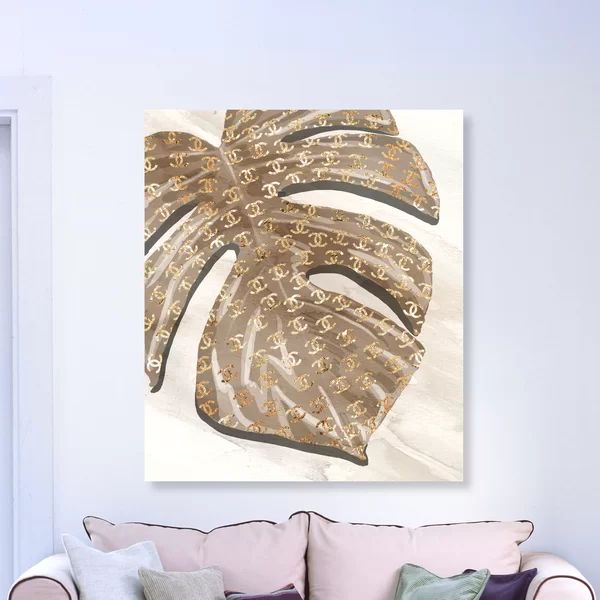 Fashion Leaves Taupe Fashion And Glam Fashion Leaves Taupe I, Glam Brown On Canvas by Oliver Gal ... | Wayfair North America
