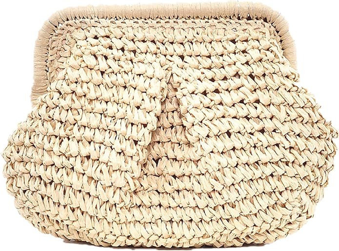 DIHKLCIO Straw Clutch Purses for Women Summer Beach Woven Bag Purse 2025 Cloud Dumpling Pouch Cro... | Amazon (US)