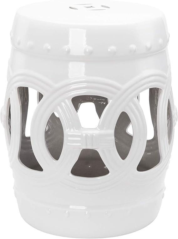 Outsunny 14" x 17" Ceramic Side Table Garden Stool with Knotted Ring Design & Glazed Strong Mater... | Amazon (US)