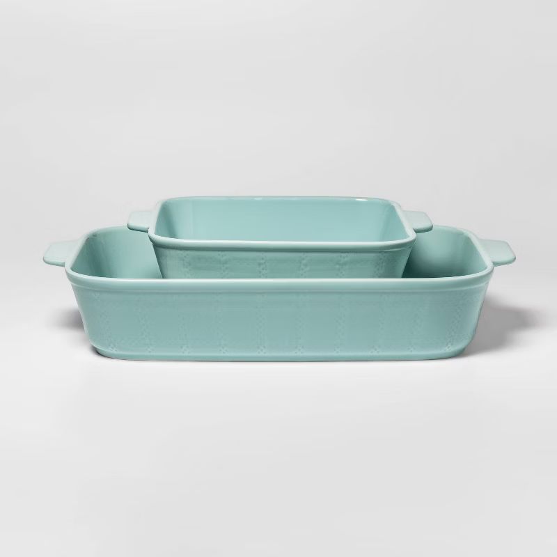 2pc Embossed Rectangular Bakeware Set Aqua - Threshold™ | Target