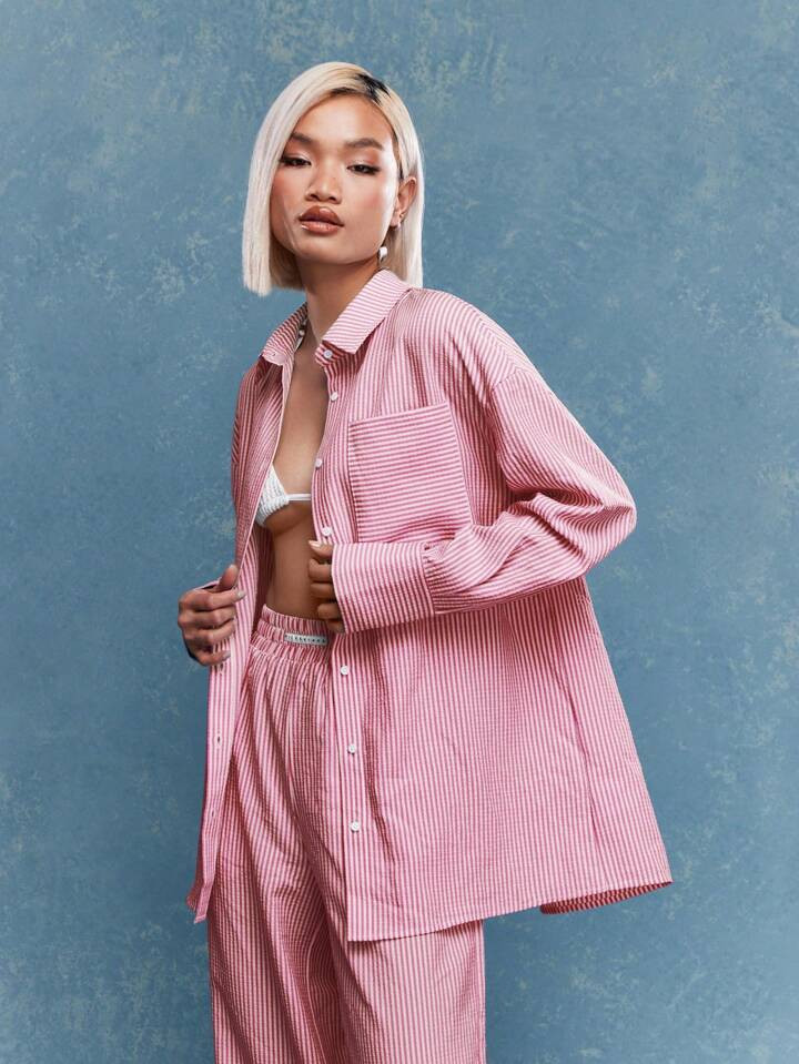 MISSGUIDED Striped Oversized Shirt | SHEIN