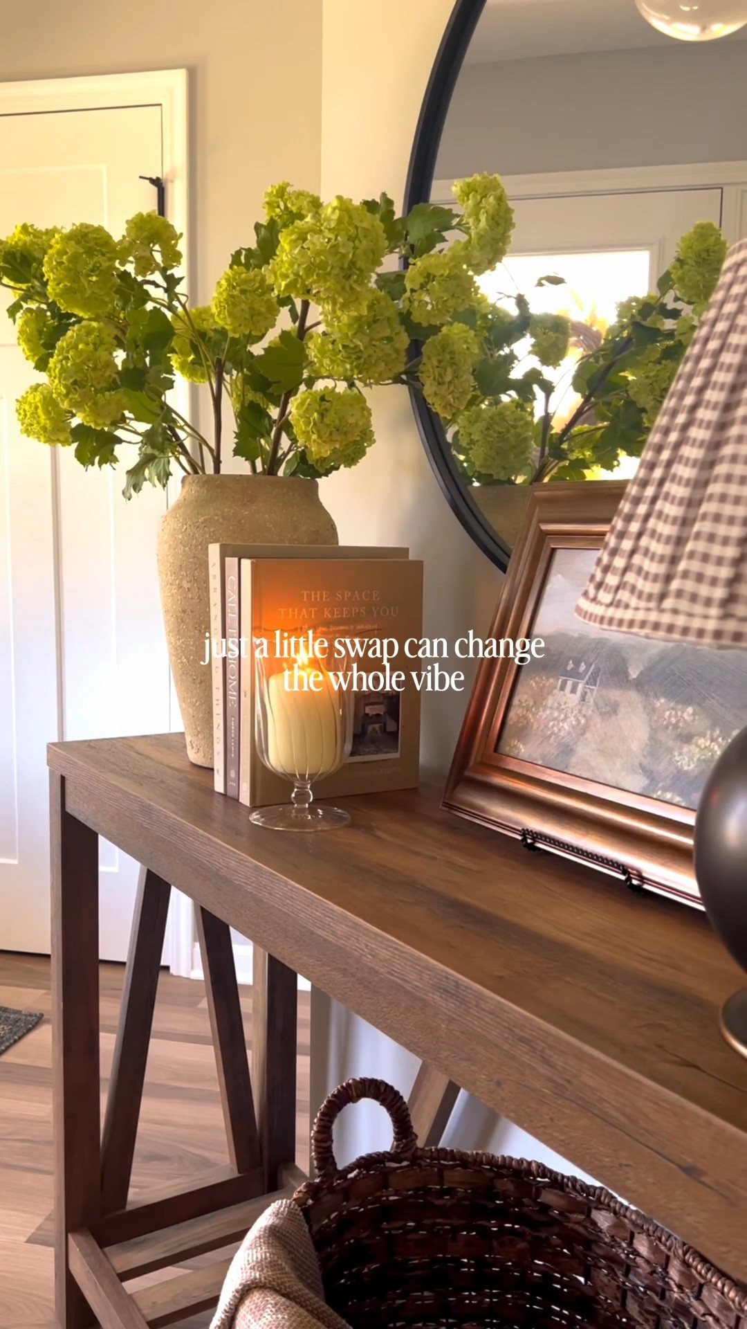 Proof that the littlest swap can change the whole vibe of the space! I love all things gingham but I wanted something a tad warmer for the season — insert this beautiful wicker lamp shade that’s only $20! 🙌🏽

Entryway | Console Styling | Spring Decor | Summer Decor | Table Styling | Target Finds | Table Lamp

#LTKHome #LTKSeasonal