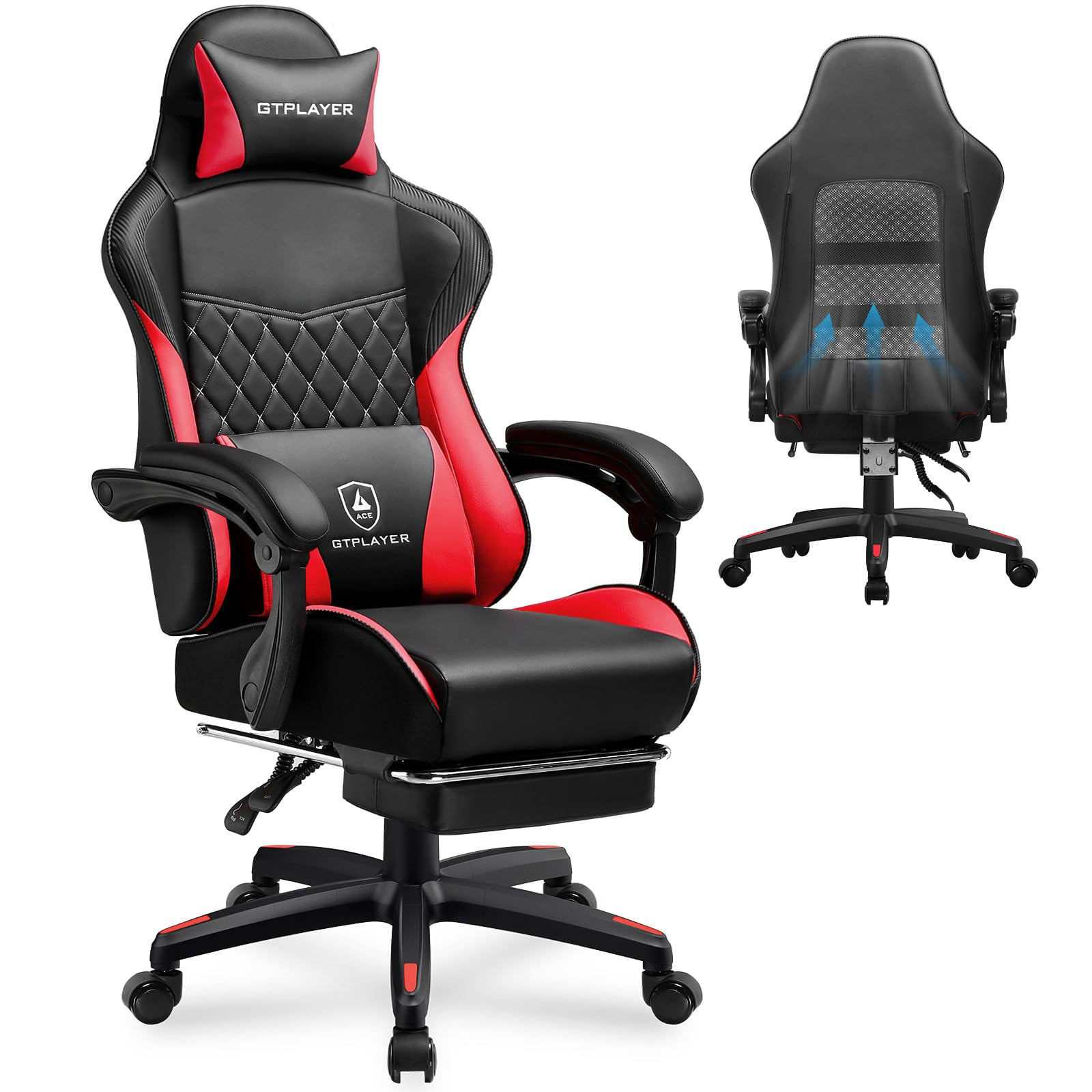 GTPLAYER Gaming Chair, High Back Leather Computer Gaming Chair with Footrest, Ergonomic Height Ad... | Amazon (US)