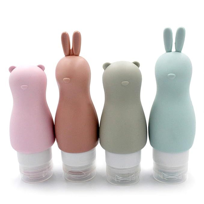 Cute Travel Bottles, 3oz (90ml) Portable Cute Bear and Rabbit Travel Size Bottles, Leakproof Soft... | Amazon (US)