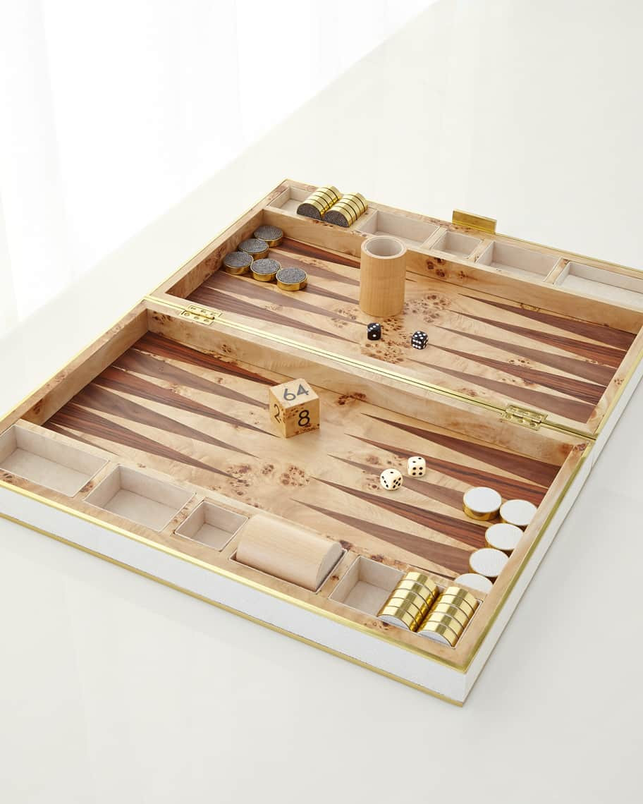 Cream Shagreen Backgammon Set | Neiman Marcus
