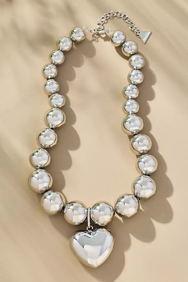 Chunky Ball-Beaded Heart Necklace | Anthropologie (US)