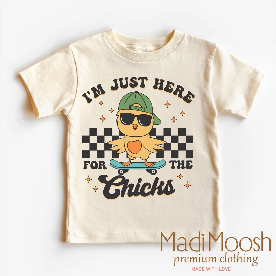 I'm Just Here for the Chicks Easter Toddler Shirt kids Easter Shirt Cute Easter Natural Toddler T... | Etsy (US)