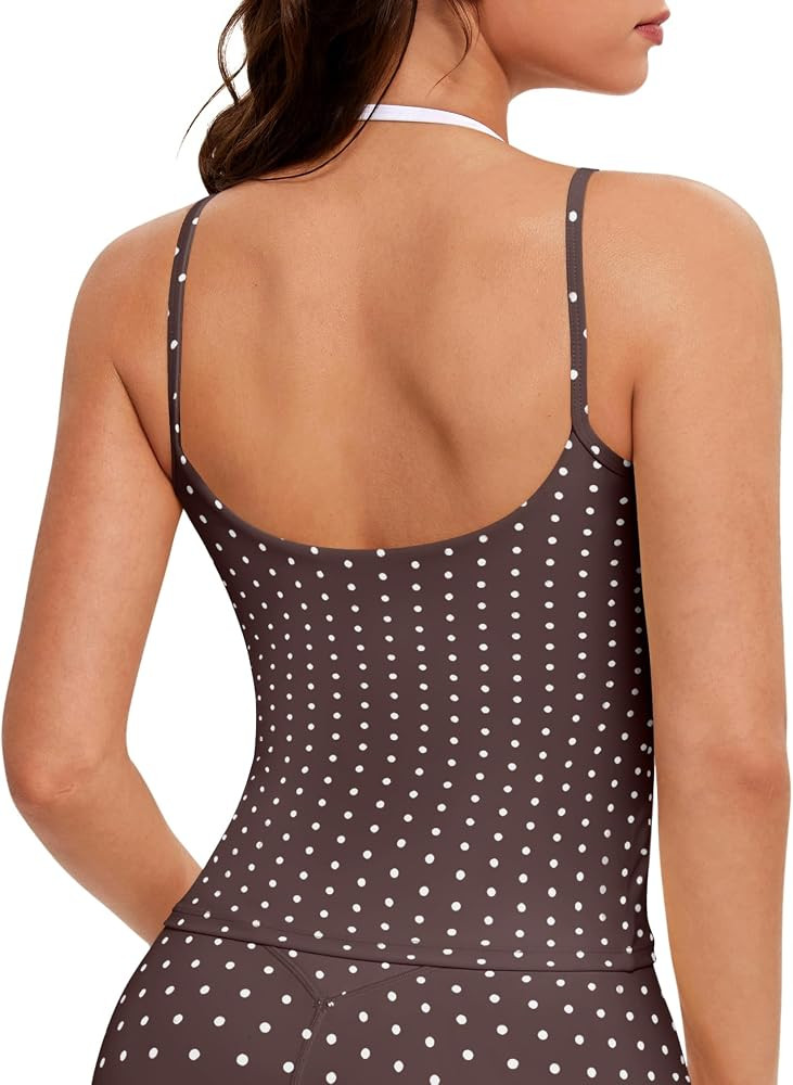 OMKAGI Halter Workout Tank Tops for Women Built in Bra Cute Layer Longline Sports Bras | Amazon (US)
