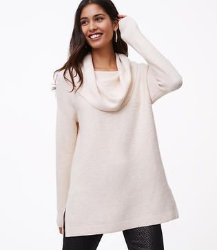 LOFT Textured Cowlneck Tunic Sweater | LOFT
