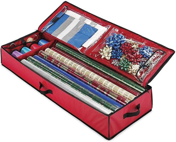 Christmas Storage Organizer – Spacious Under-bed Holiday Wrapping Paper Container –Perfect fo... | Amazon (US)