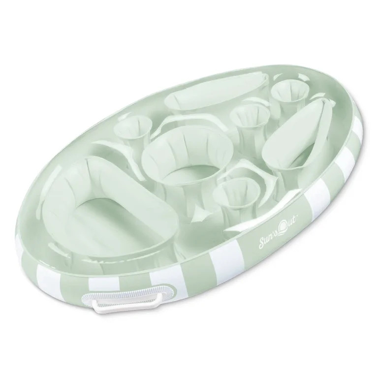 Sun's Out Floating Snack Bar \u2013 Light Green Cabana Stripe Pool Float, Ages 14+ | Walmart (US)