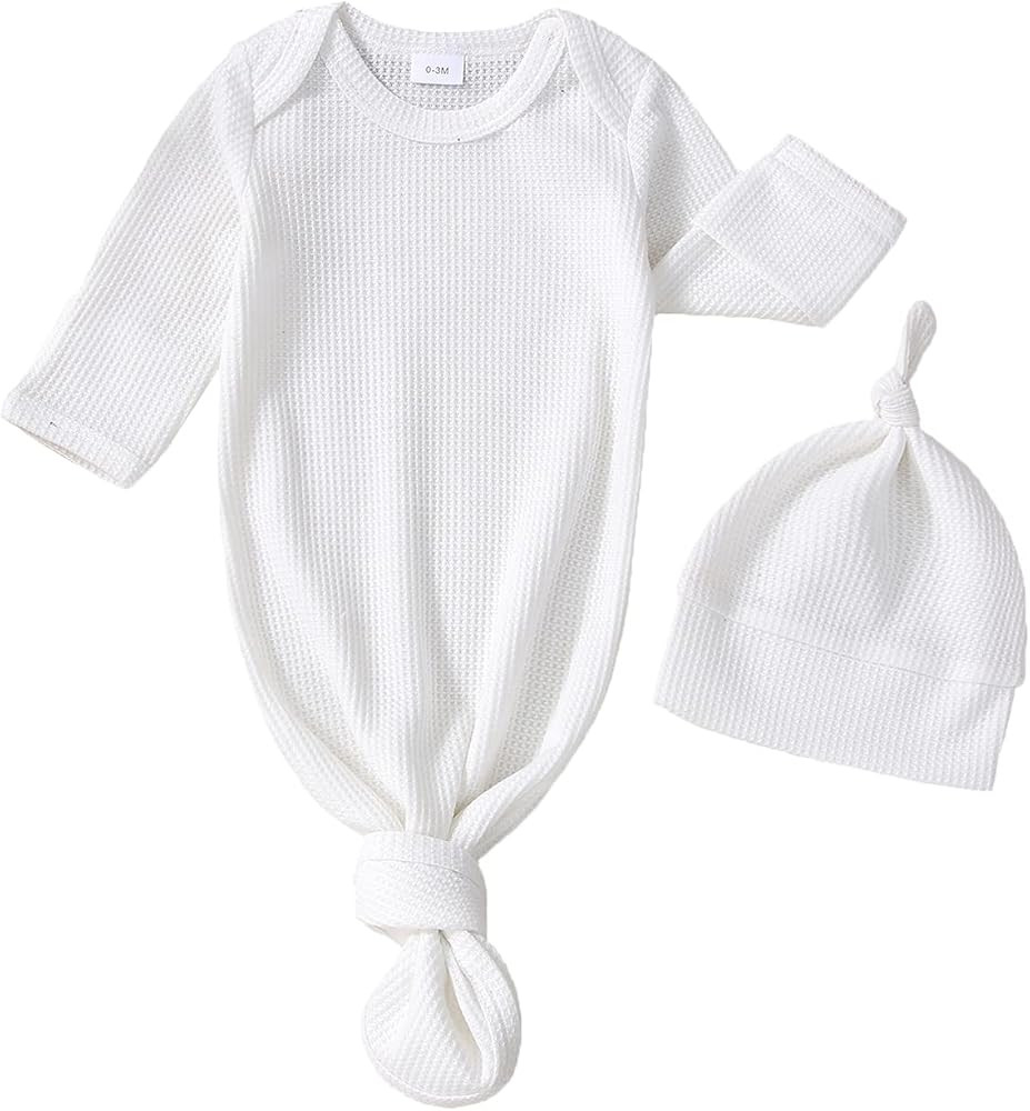 Twopumpkin Baby Girl Boy Coming Home Knotted Gown Unisex Newborn Infant Sleep Onesie Outfit Cute ... | Amazon (US)