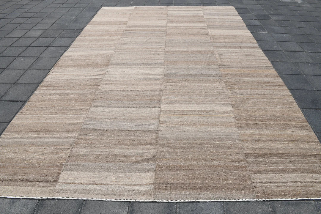 9x13 VINTAGE PERSIAN KILIM Rug, Beige and Brown Kilim Mazandaran Pattern, 9x13 Oversize Kilim Rug... | Etsy (US)