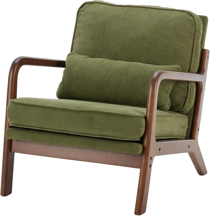 DUMOS Mid Century Accent Chair, Modern Living Room Chairs with Arms and Waist Cushion, Reading Ch... | Amazon (US)