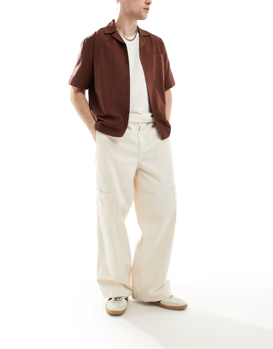 ASOS DESIGN super baggy cargo trousers in ecru-White | ASOS (Global)