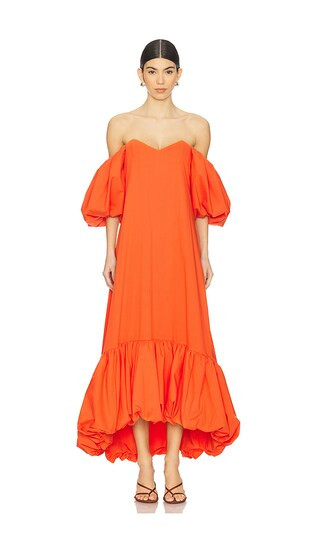 Lucia Midi Dress in Flame | Revolve Clothing (Global)