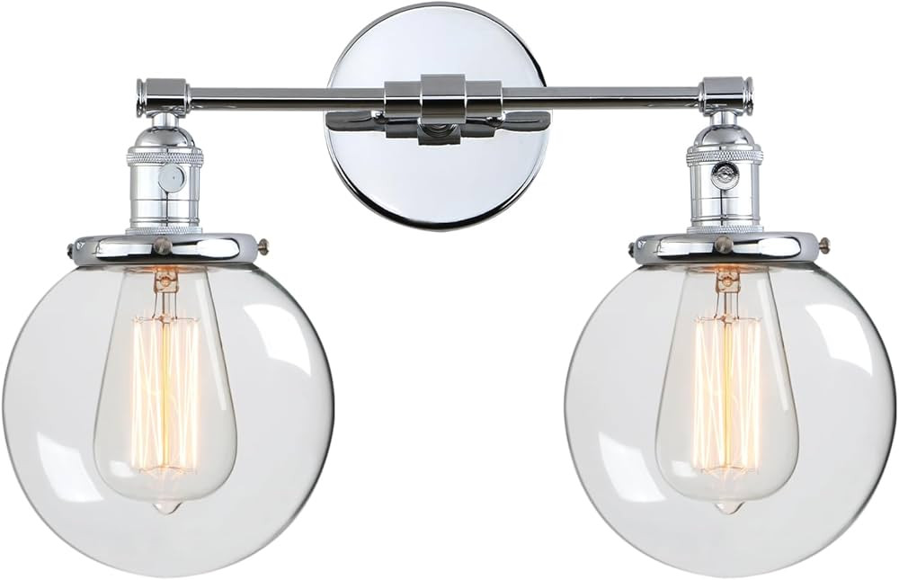Phansthy 2 Lights Wall Sconce Industrial Wall Light Fixture with Dual 5.9 Inches Handmade Globe G... | Amazon (US)