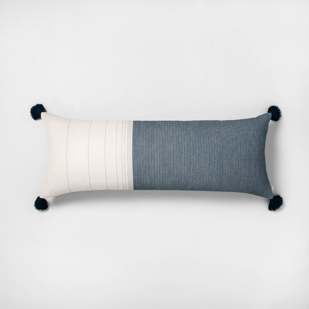 Oversized Colorblock Lumbar Throw Pillow Sour Cream / Navy - Hearth & Hand with Magnolia | Target