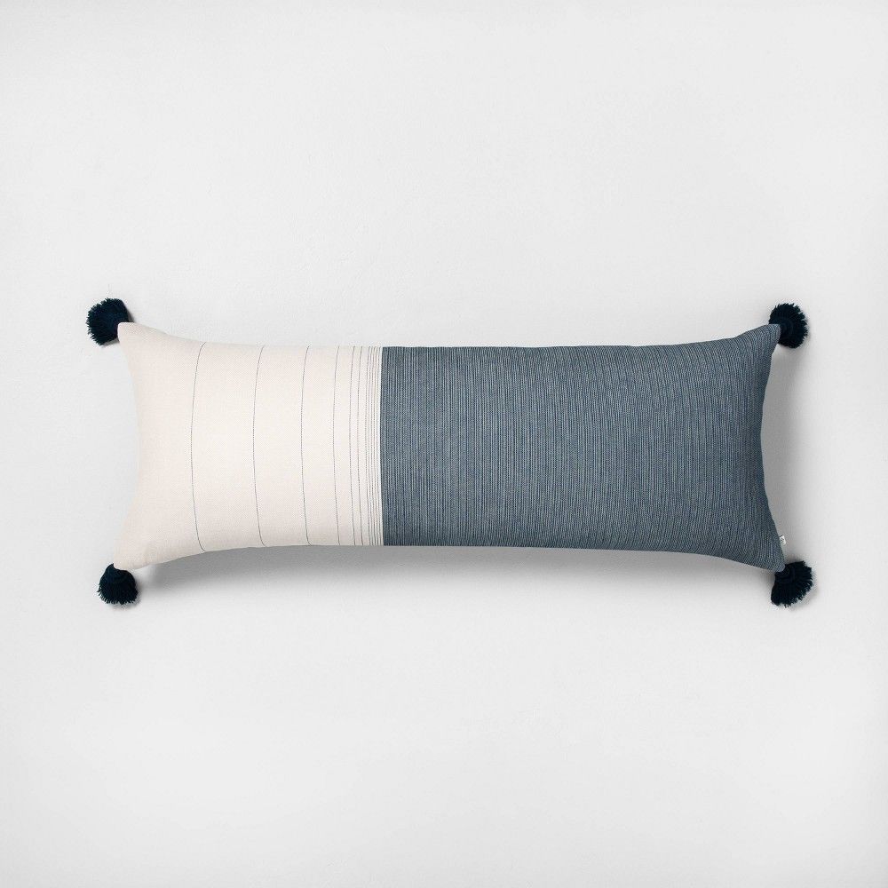 Oversized Colorblock Lumbar Throw Pillow Taupe/Navy - Hearth & Hand with Magnolia | Target