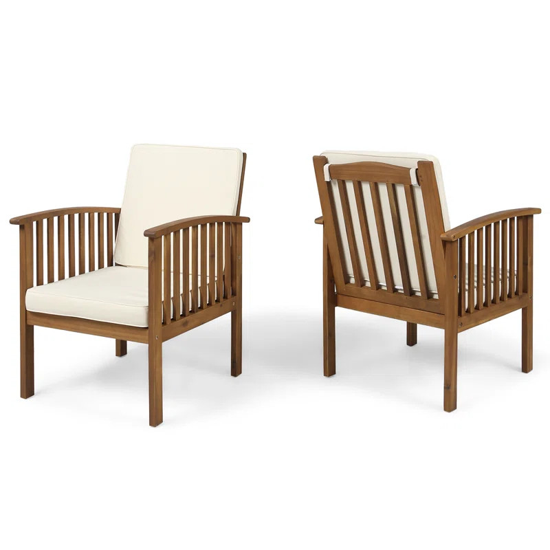 Safira Outdoor Patio Chair with Cushions (Set of 2) | Wayfair North America