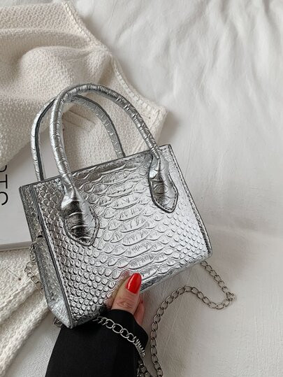 Mini Metallic Snakeskin Embossed Hobo Bag SKU: sg2204131325730608(500+ Reviews)$10.90$10.36Join f... | SHEIN