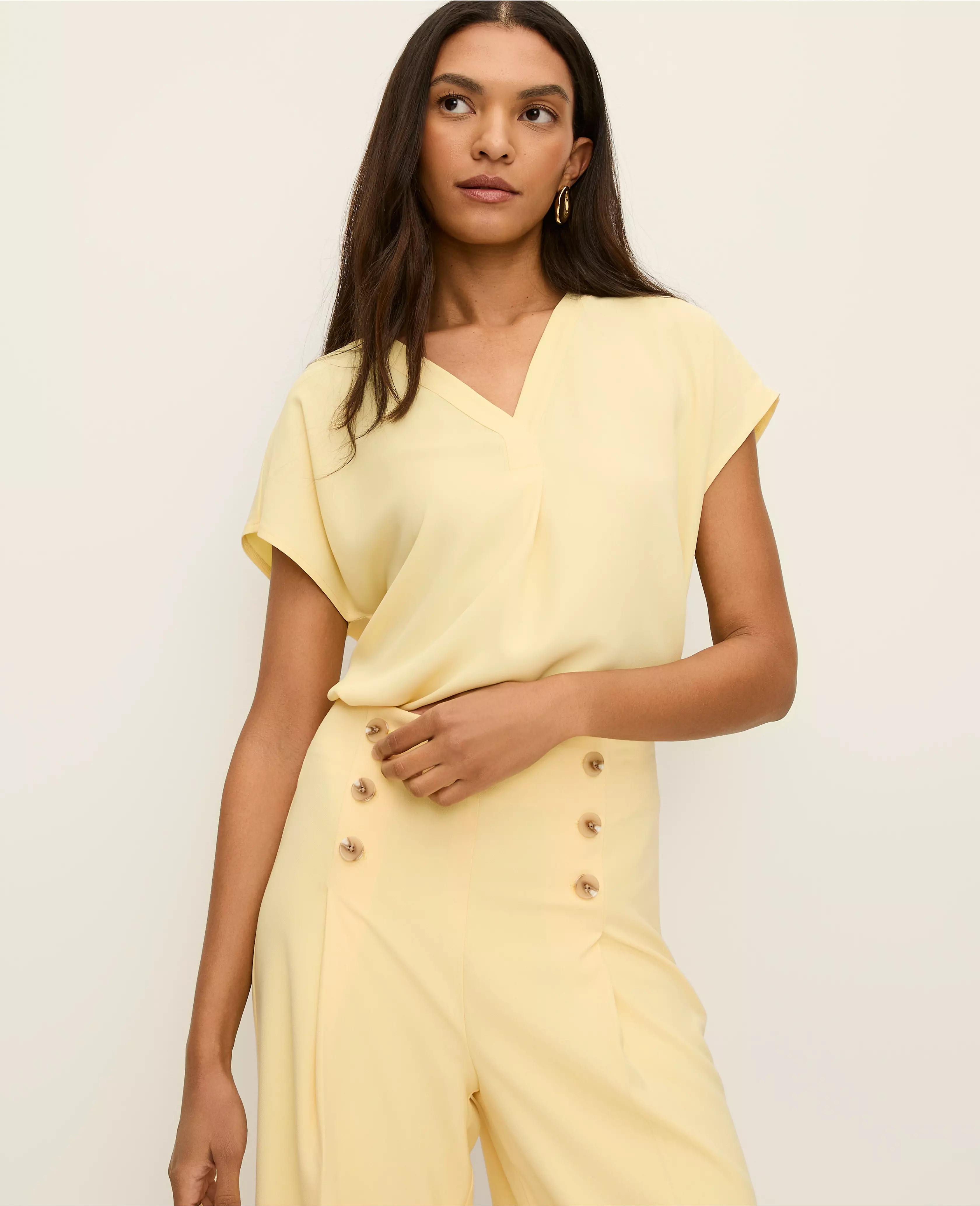 Mixed Media Pleat Front Top | Ann Taylor