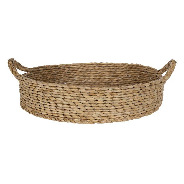 Better Homes & Gardens 16" Round Natural Colored Water Hyacinth Woven Tray | Walmart (US)