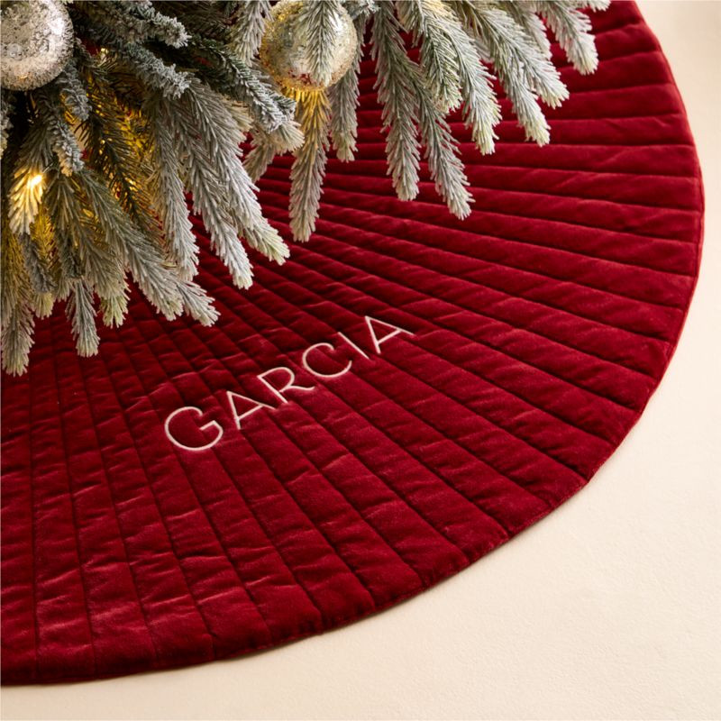 Flake Red Velvet Christmas Tree Skirt 48" | CB2 | CB2