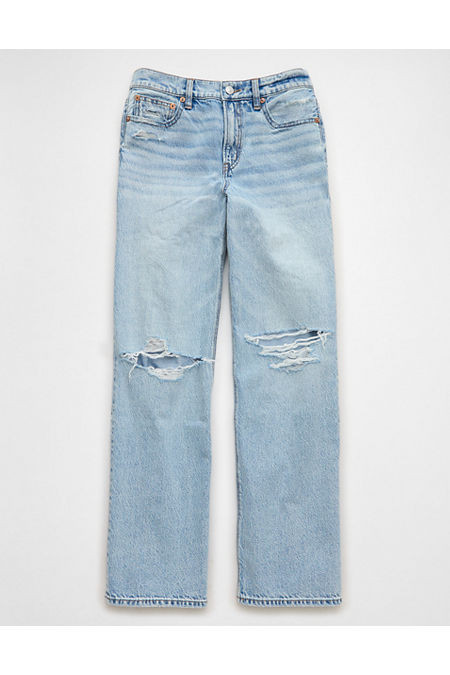 AE Strigid Ripped High-Waisted Stovepipe Jean Women's Skylight 12 X-Long | American Eagle Outfitters (US & CA)