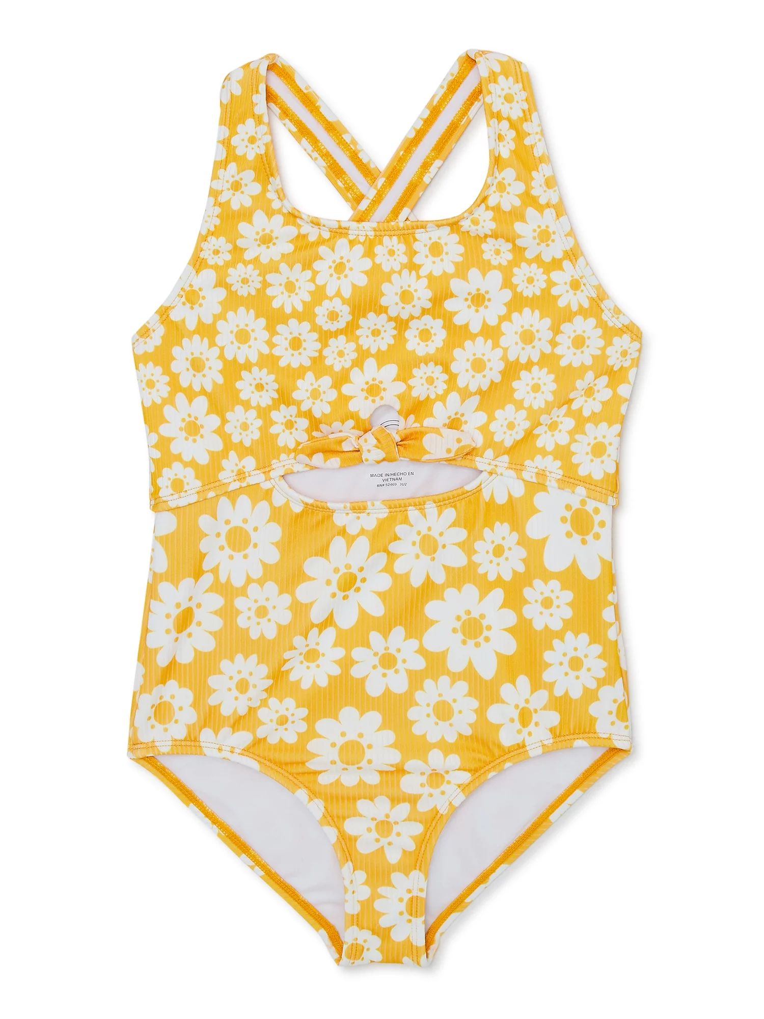 Wonder Nation Girl's Cutout Tie Swimsuit, 1-Piece, Sizes 4-18 & Plus | Walmart (US)