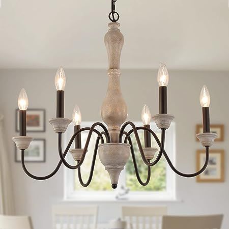 Kira Home Sherbrooke 43.5" 6-Light French Country Chandelier, Adjustable Height, Smoked Cedar Sty... | Amazon (US)