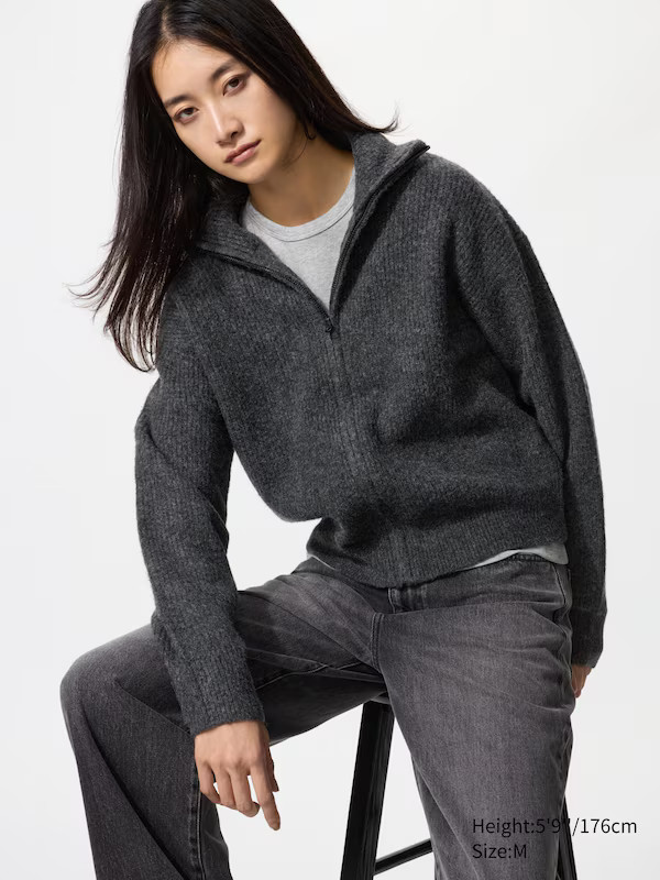 Soufflé Yarn Full-Zip Cardigan | UNIQLO (UK)