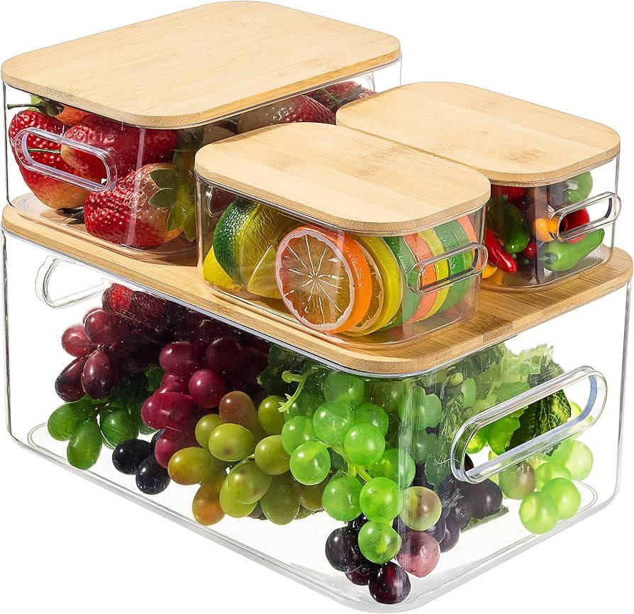 Sorbus Organizer Bins, with Eco-Friendly - Bamboo lids, Kitchen Pantry Organization Storage bins,... | Amazon (US)