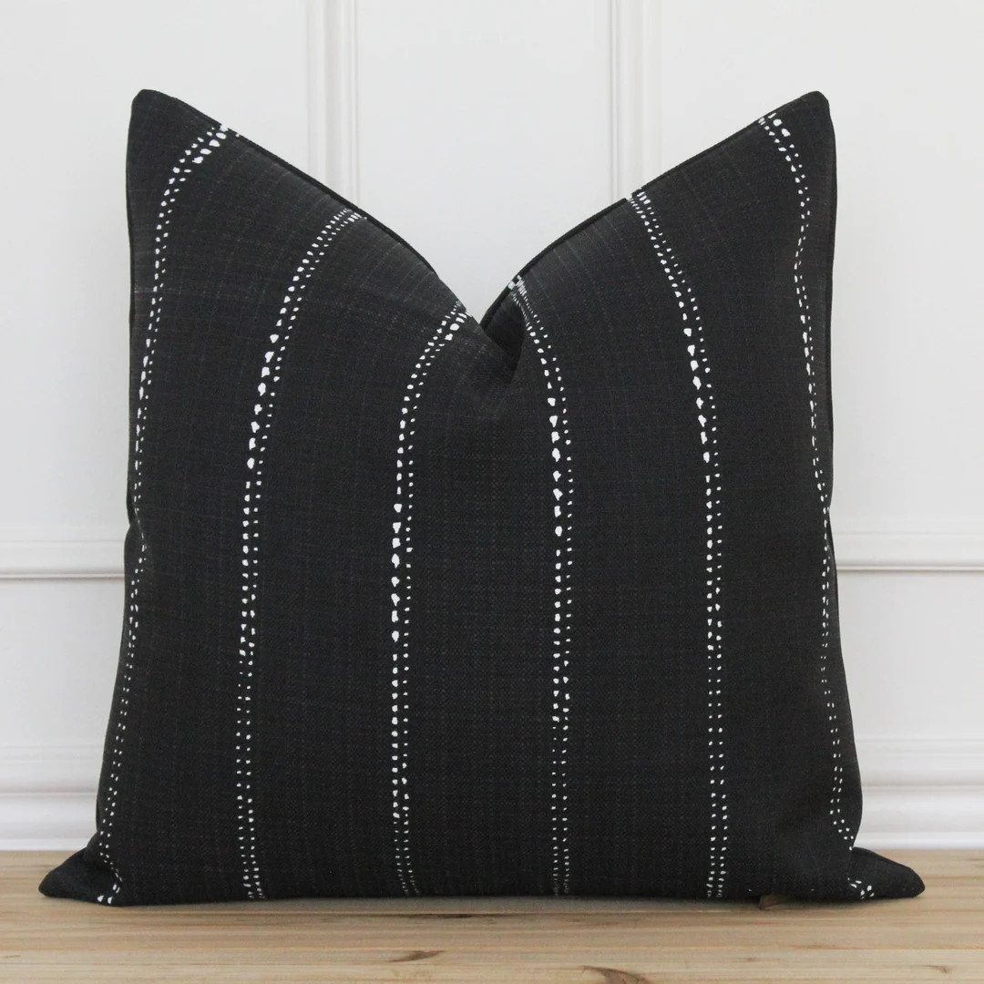 Black Stripe Outdoor Pillow Cover | Patio Throw Cushion Covers | Cammie | Etsy (Global)