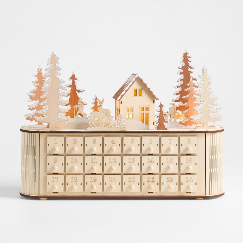 Wooden Forest Holiday Advent Calendar | Crate & Barrel | Crate & Barrel