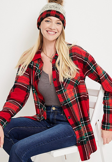 Cabin Plaid Boyfriend Button Down Shirt | Maurices