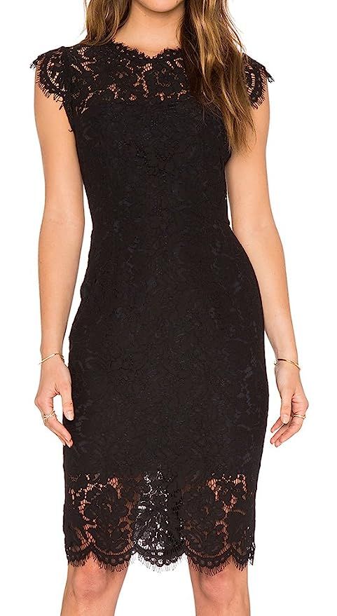 MEROKEETY Women's Sleeveless Lace Floral Elegant Cocktail Dress Crew Neck Knee Length for Party | Amazon (US)