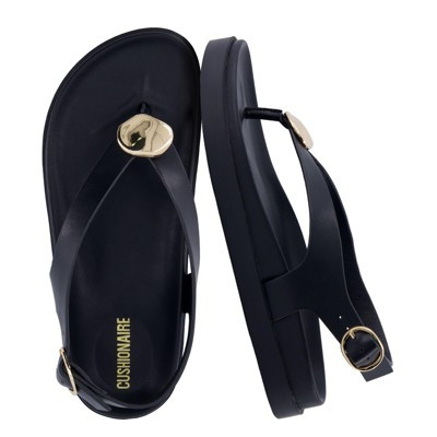 CUSHIONAIRE Expo Thong Sandals for Women, Comfortable Slingback Sandals with Arch Support and Cushioned Footbed, BLACK 10 | Target