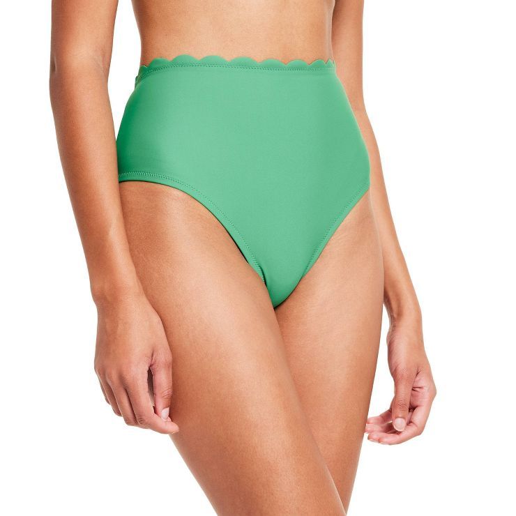 Women's Scallop Edge High Waist Medium Coverage Bikini Bottom - RHODE x Target Green | Target