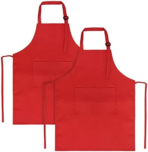SINLAND Kids Apron with Pocket 2 Pack Children Chef Apron for Cooking Baking Painting | Amazon (US)